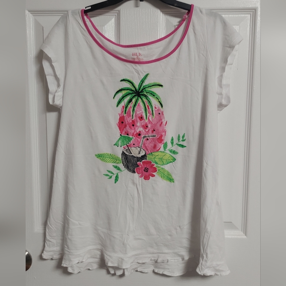 Hue 1x pink pineapple tropical t-shirt